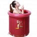 Bathtubs Freestanding Adult Bath Barrel Bath Barrel Folding Inflatable Steam Fumigation Plastic Bucket (Color : Red) - B07H7JD957